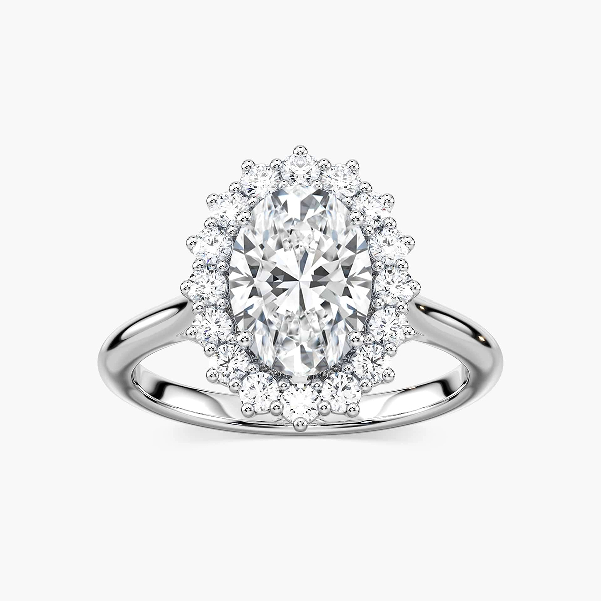 Diana Oval Lab Grown Diamond Princess-Inspired Vintage Halo Engagement Ring