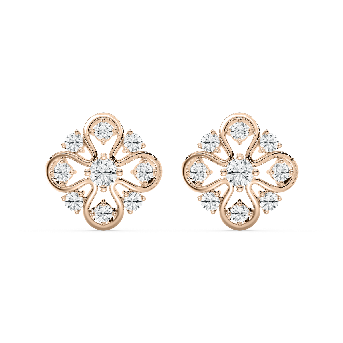 1 ¼ ctw Round Lab Grown Diamond Floral Filigree Stud Earrings