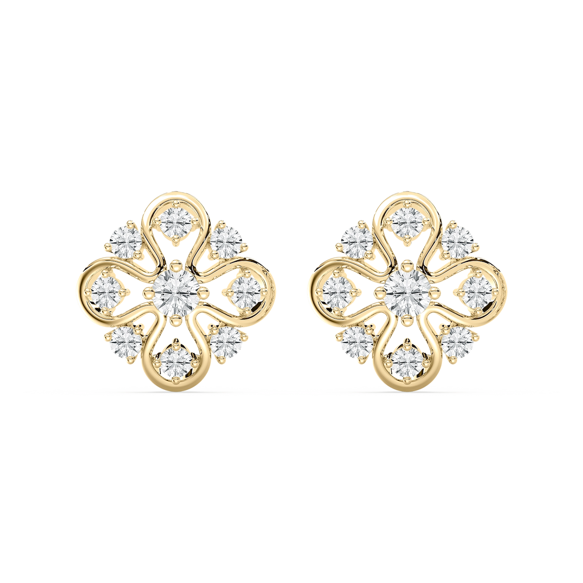 1 ¼ ctw Round Lab Grown Diamond Floral Filigree Stud Earrings