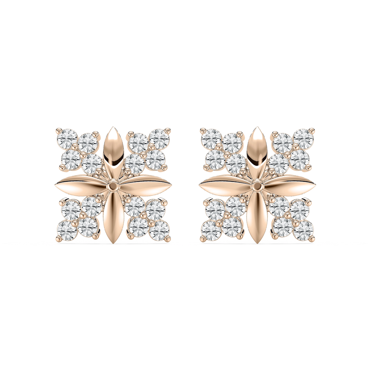 1 ctw Round Lab Grown Diamond Floral Point Cluster Stud Earrings