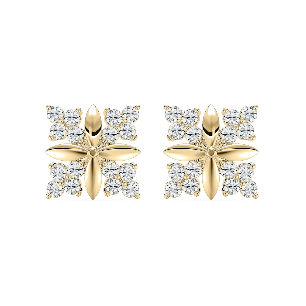1 ctw Round Lab Grown Diamond Floral Point Cluster Stud Earrings