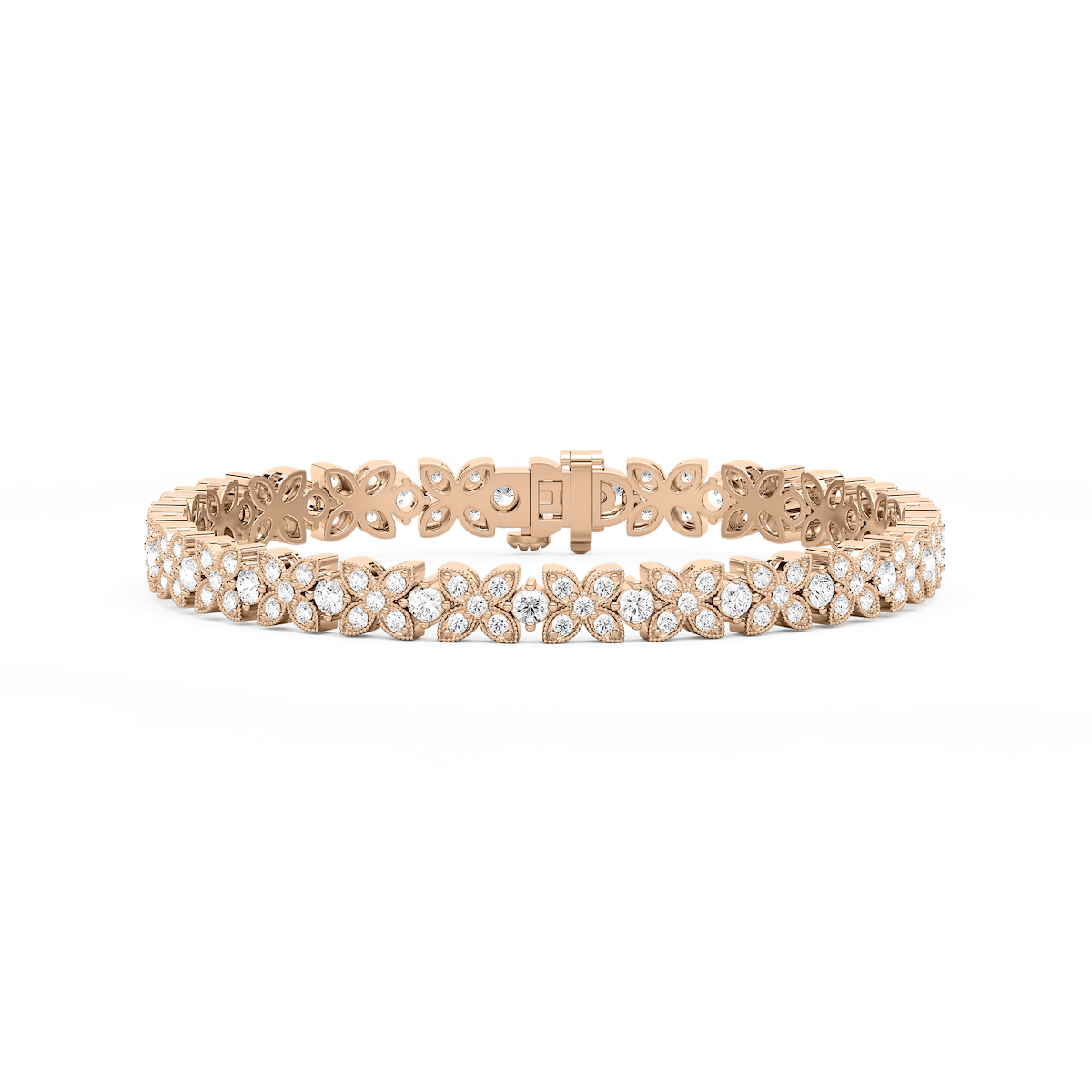 4 ¹⁄₈ ctw Round Lab Grown Diamond Floral Bracelet  - 7 Inches