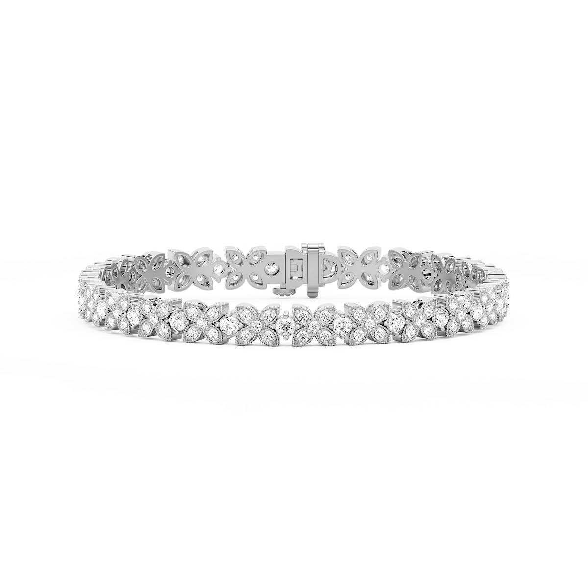 4 ¹⁄₈ ctw Round Lab Grown Diamond Floral Bracelet  - 7 Inches