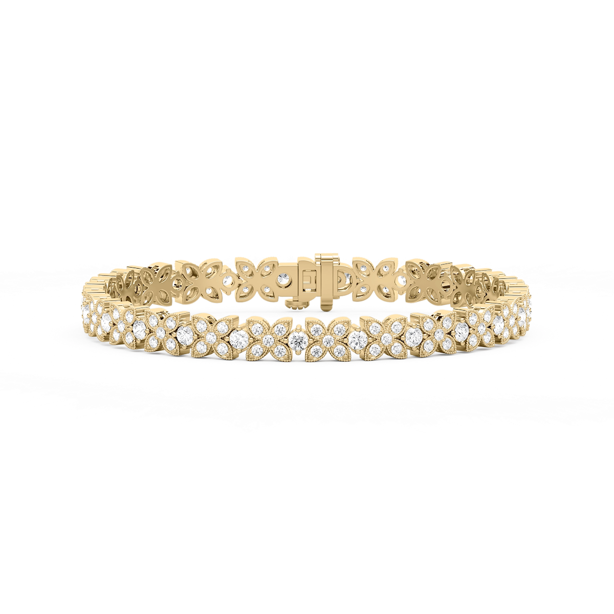 4 ¹⁄₈ ctw Round Lab Grown Diamond Floral Bracelet  - 7 Inches