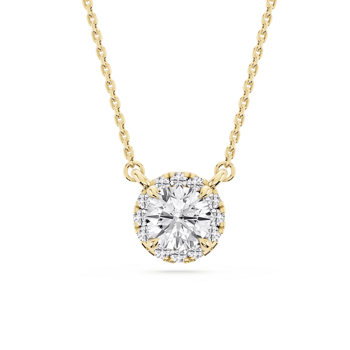 Round Lab Grown Diamond French Halo Pendant   - 18 Inches