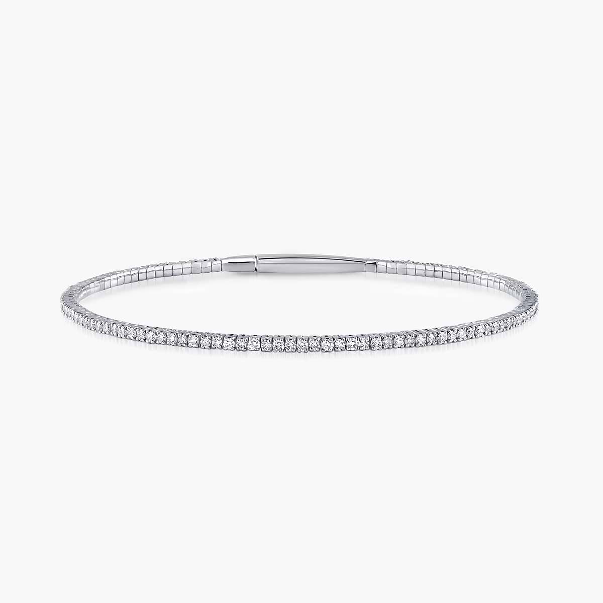 Round Lab Grown Diamond Flexible Tennis Bangle Bracelet  - 7 Inches