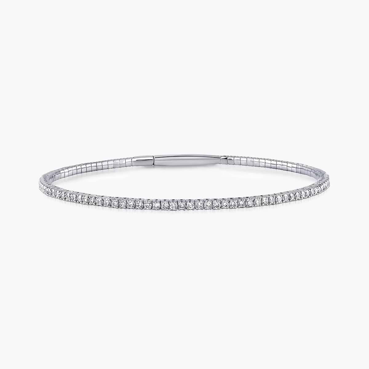 Round Lab Grown Diamond Flexible Tennis Bangle Bracelet  - 7 Inches