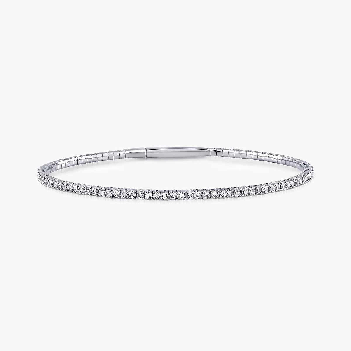Round Lab Grown Diamond Flexible Tennis Bangle Bracelet  - 7 Inches