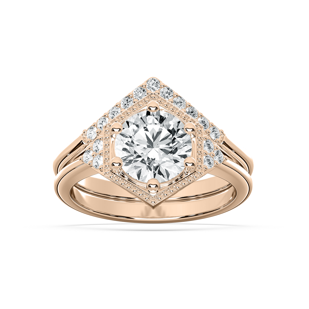 Lexi 2 ¼ ctw Round Lab Grown Diamond Geometric Halo Wedding Set