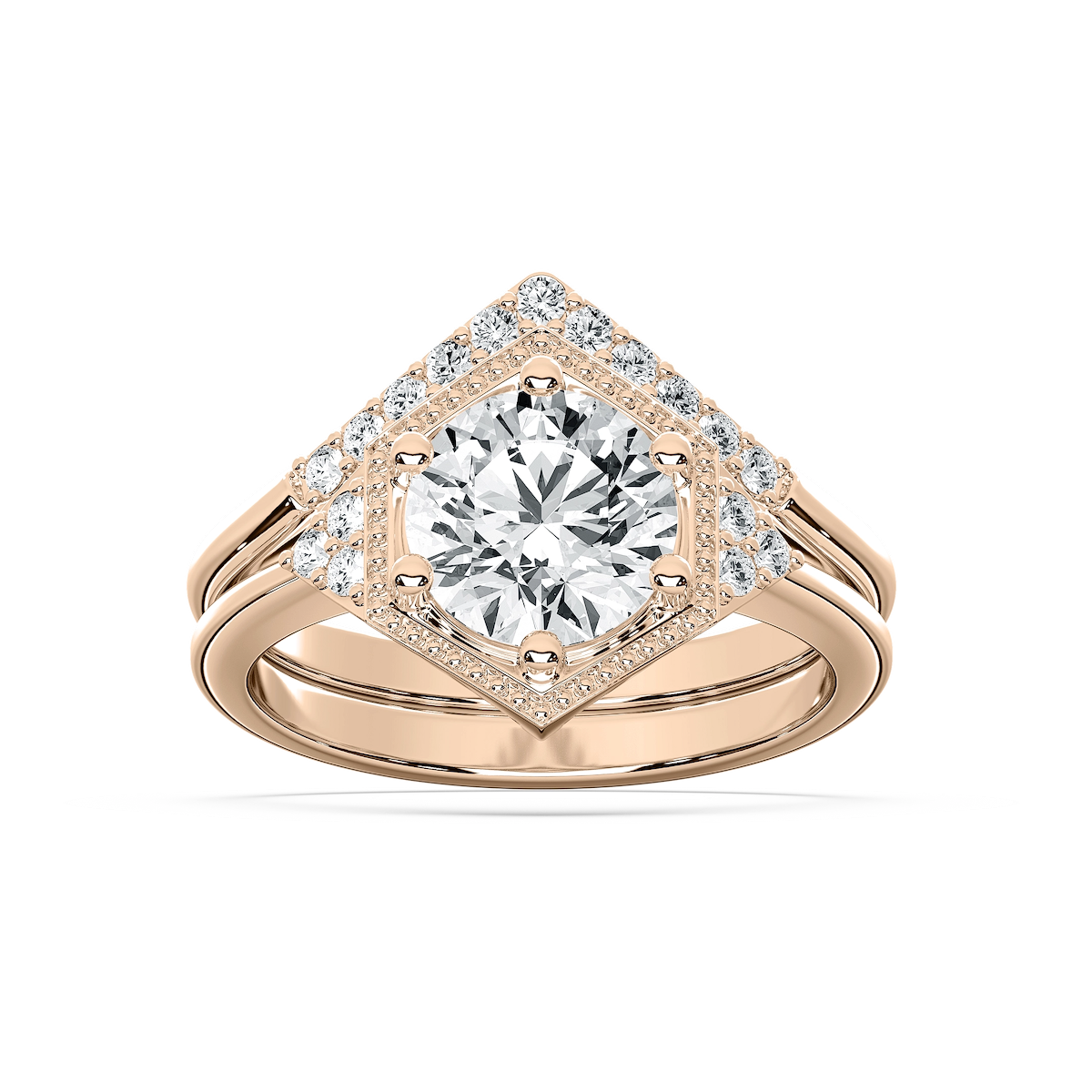 Lexi 2 ¼ ctw Round Lab Grown Diamond Geometric Halo Wedding Set