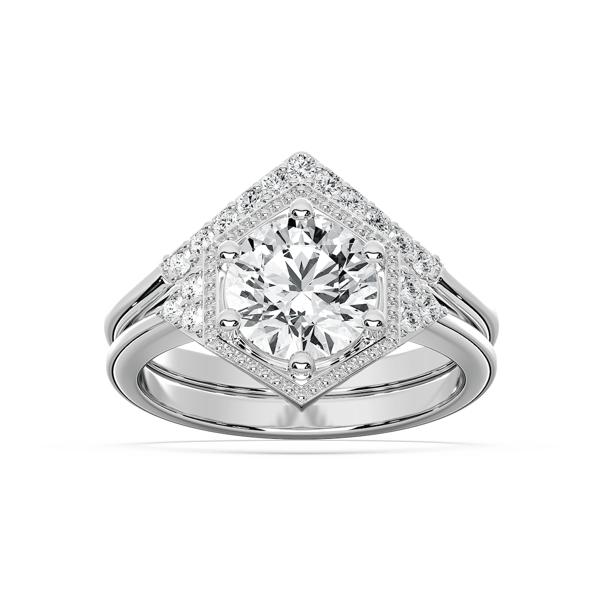 Lexi 2 ¼ ctw Round Lab Grown Diamond Geometric Halo Wedding Set