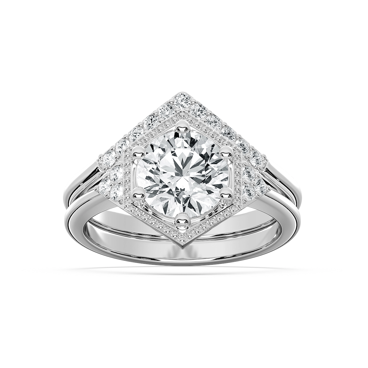 Lexi 2 ¼ ctw Round Lab Grown Diamond Geometric Halo Wedding Set
