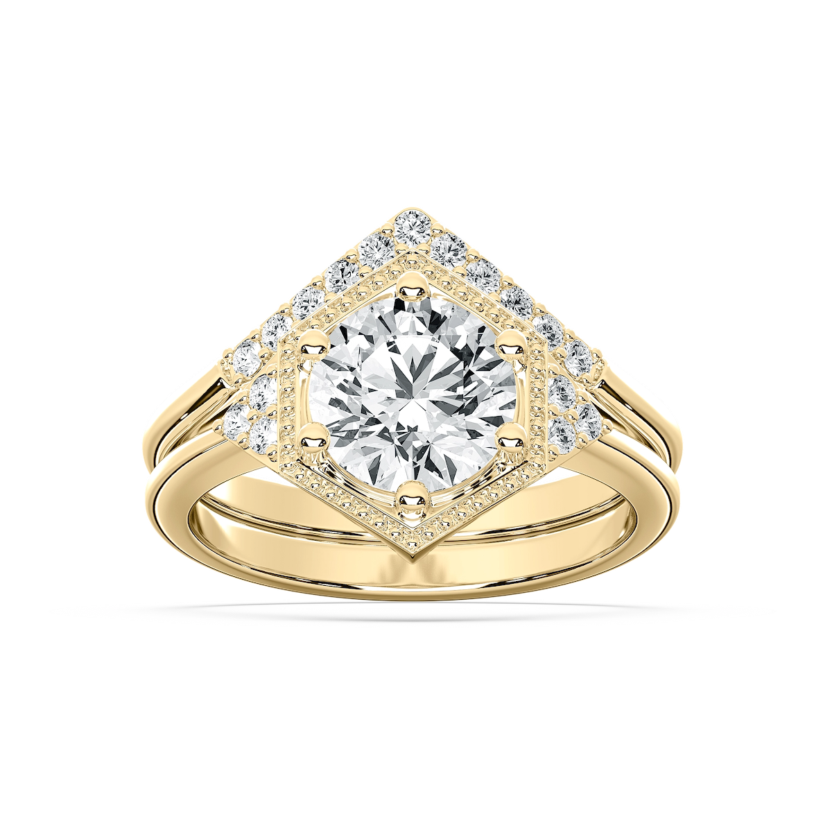 Lexi 2 ¼ ctw Round Lab Grown Diamond Geometric Halo Wedding Set