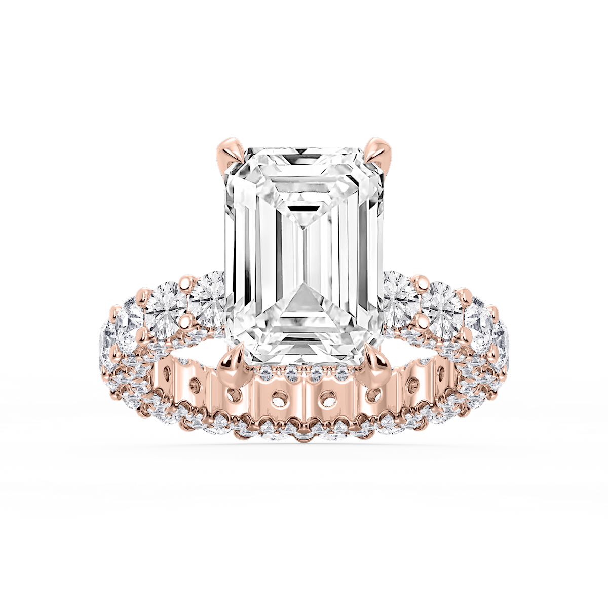 Giselle Emerald Lab Grown Diamond Pave Eternity Hidden Halo Engagement Ring