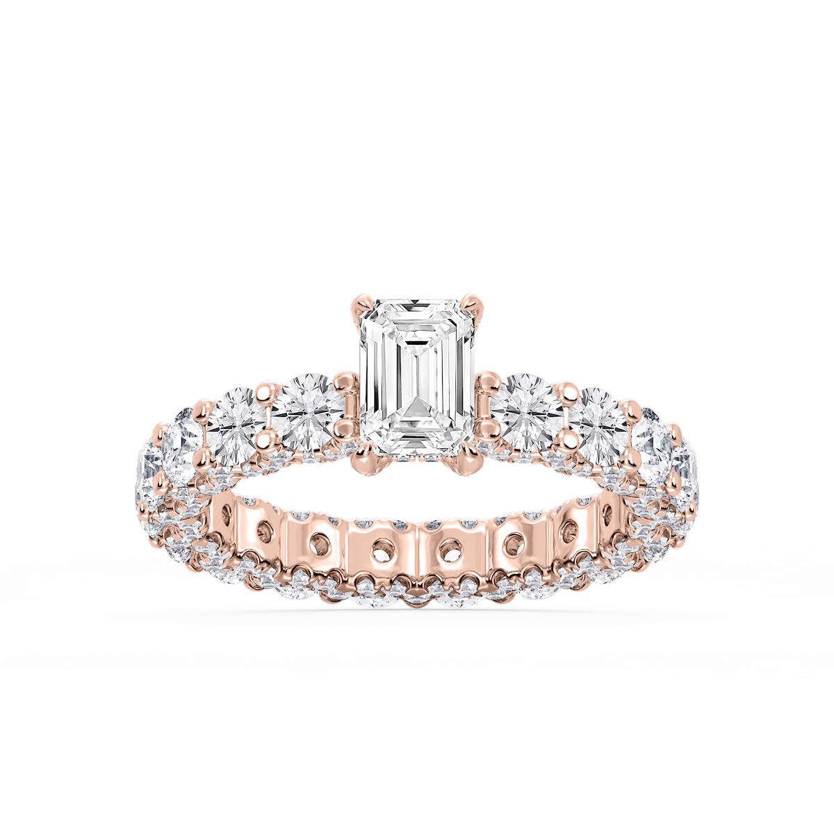 Giselle Emerald Lab Grown Diamond Pave Eternity Hidden Halo Engagement Ring