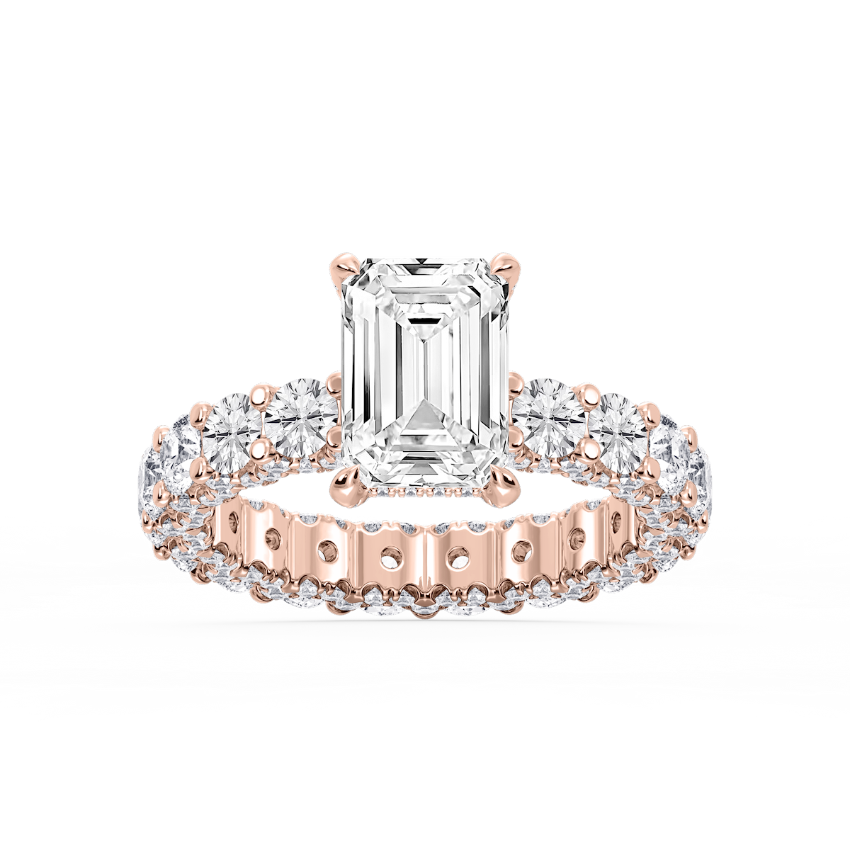 Giselle Emerald Lab Grown Diamond Pave Eternity Hidden Halo Engagement Ring