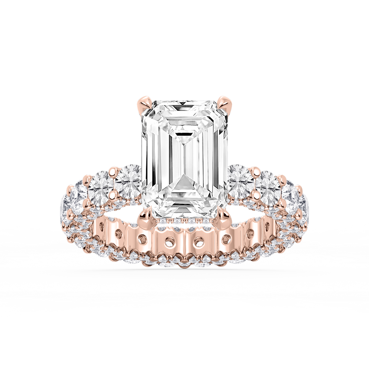 Giselle Emerald Lab Grown Diamond Pave Eternity Hidden Halo Engagement Ring