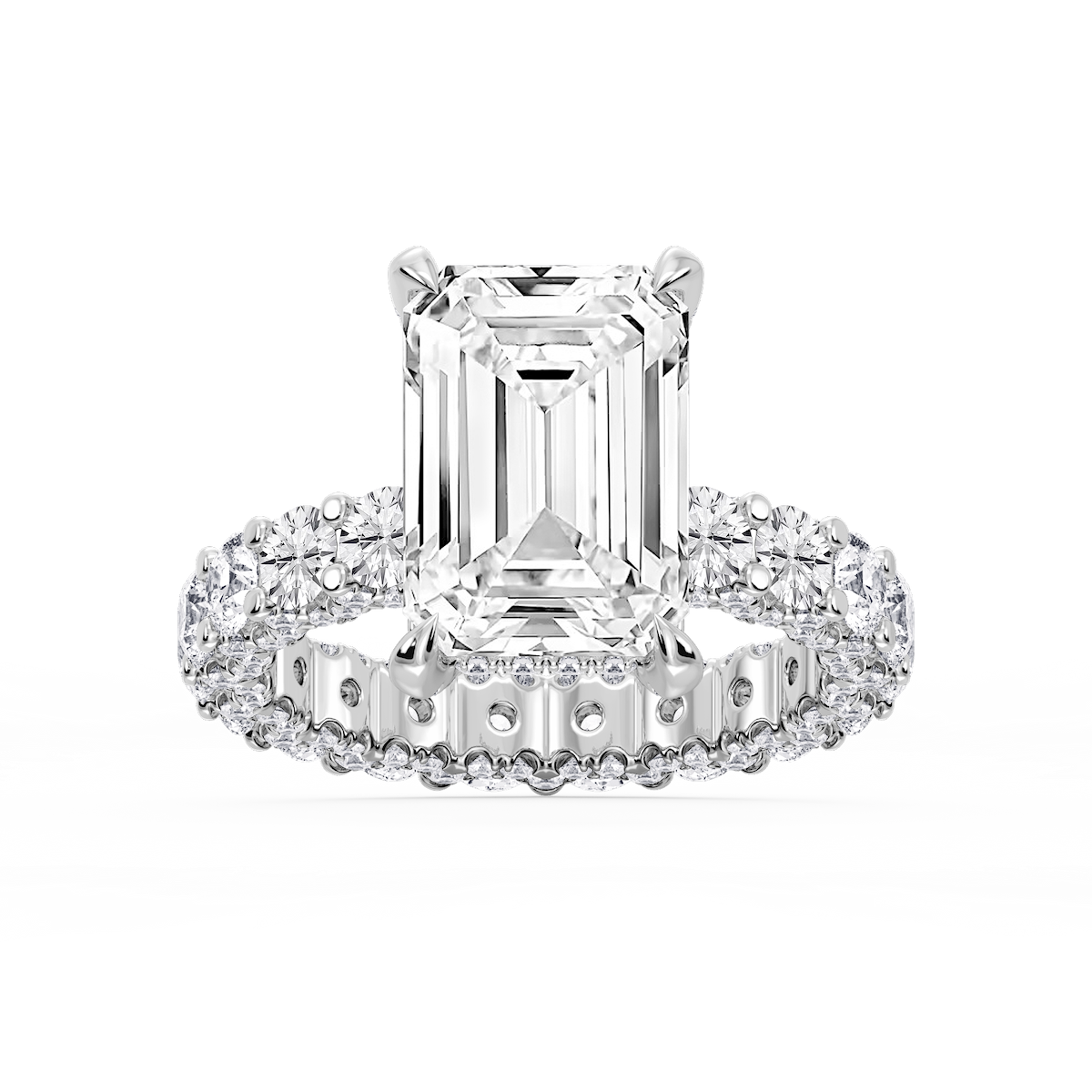 Giselle Emerald Lab Grown Diamond Pave Eternity Hidden Halo Engagement Ring