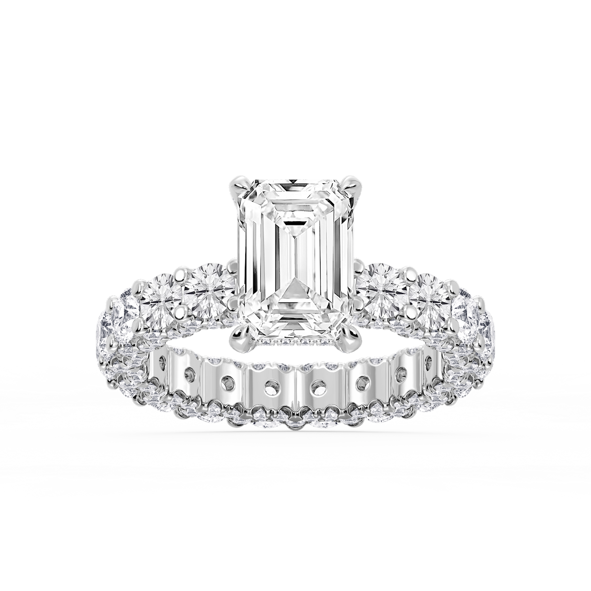 Giselle Emerald Lab Grown Diamond Pave Eternity Hidden Halo Engagement Ring
