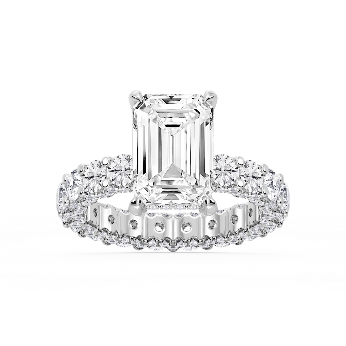 Giselle Emerald Lab Grown Diamond Pave Eternity Hidden Halo Engagement Ring