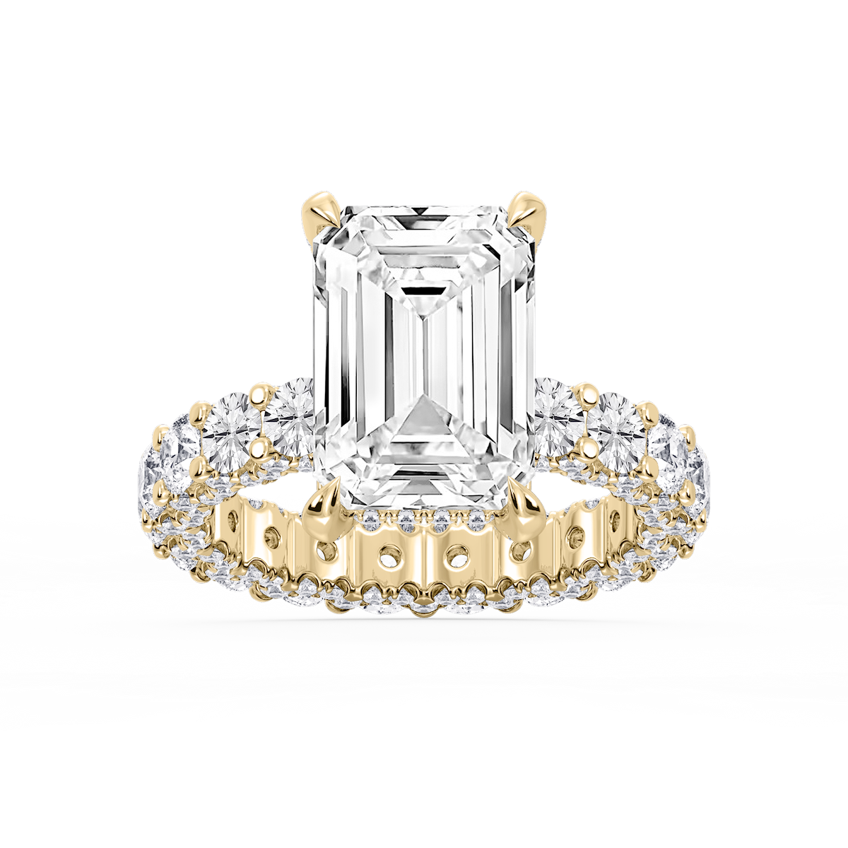 Giselle Emerald Lab Grown Diamond Pave Eternity Hidden Halo Engagement Ring