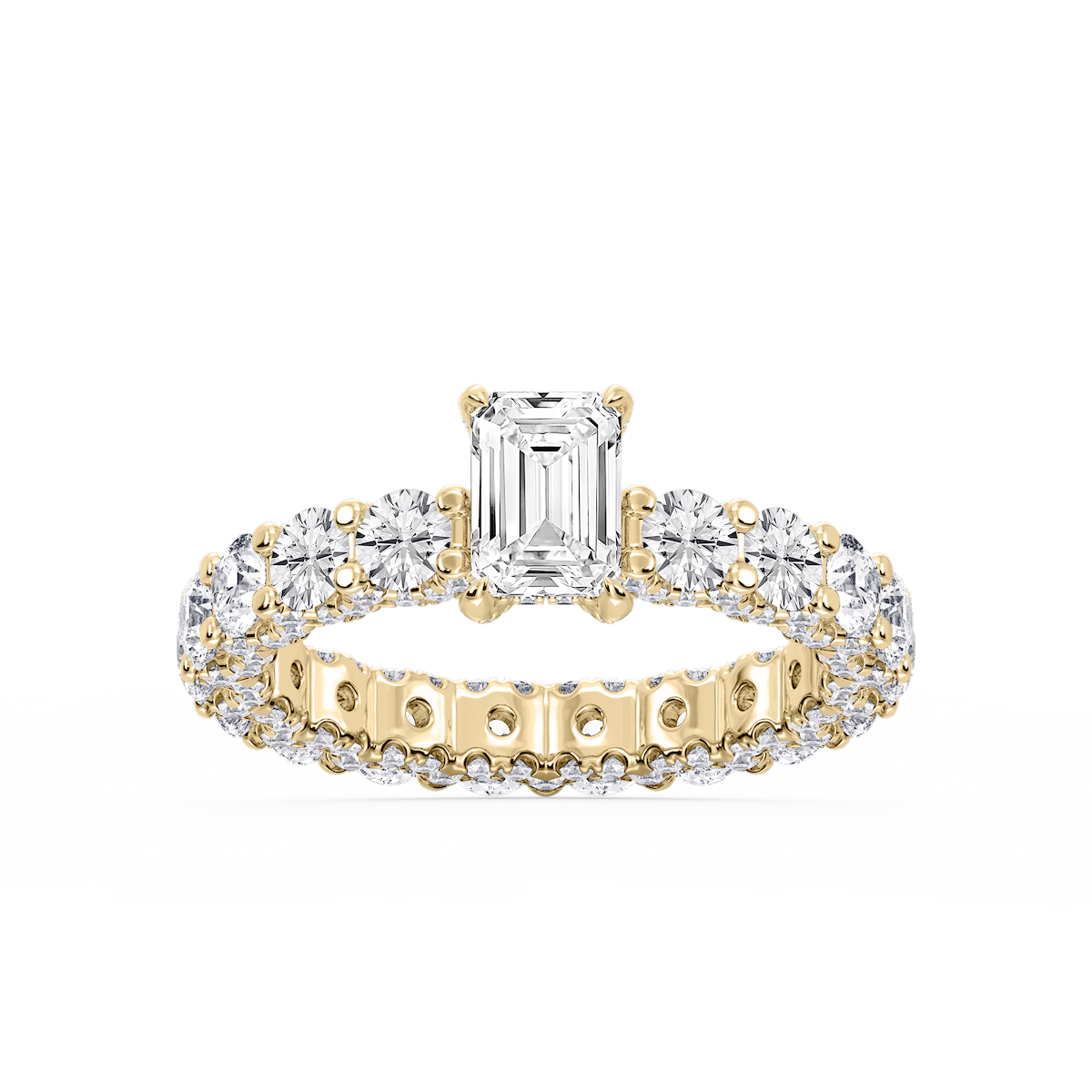 Giselle Emerald Lab Grown Diamond Pave Eternity Hidden Halo Engagement Ring