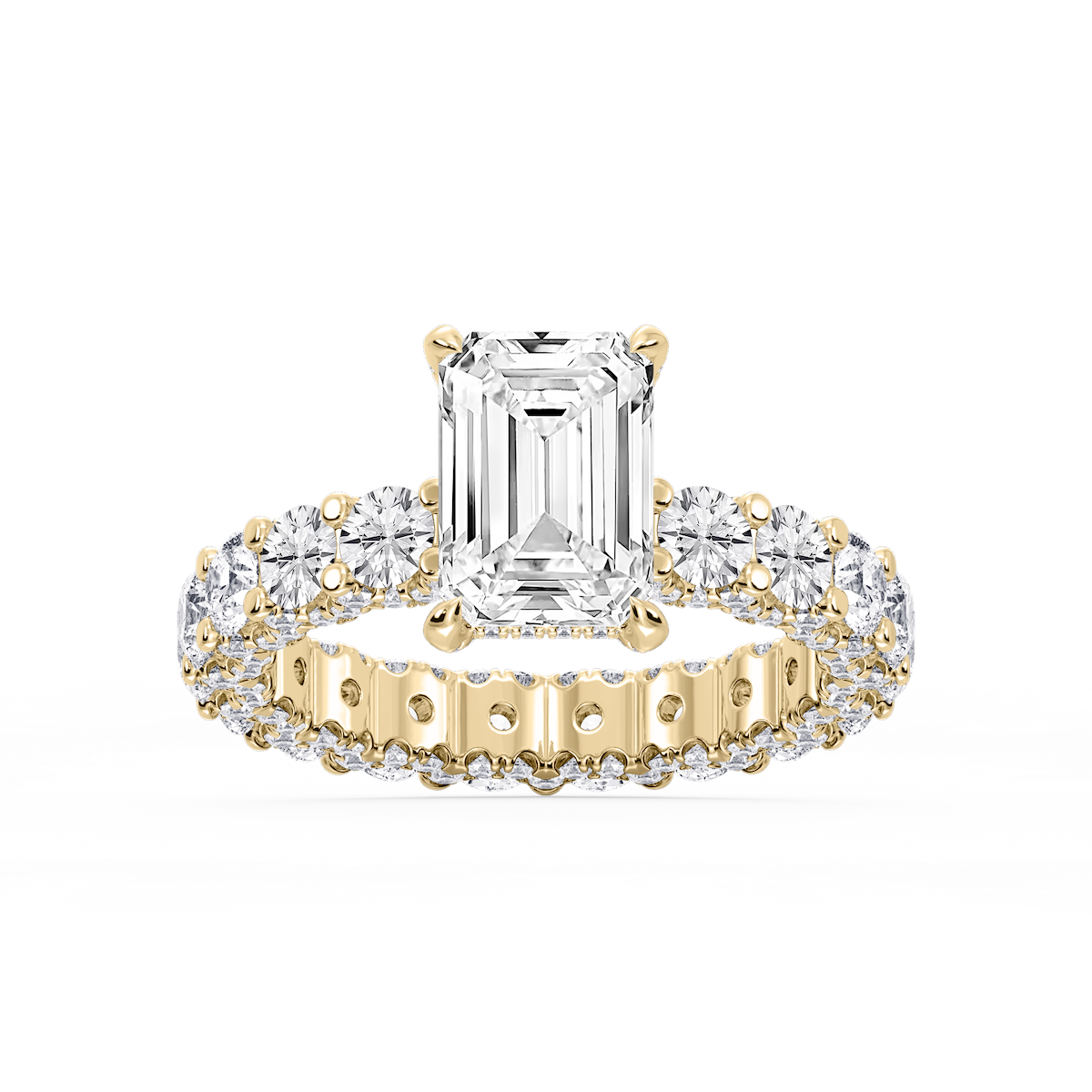 Giselle Emerald Lab Grown Diamond Pave Eternity Hidden Halo Engagement Ring