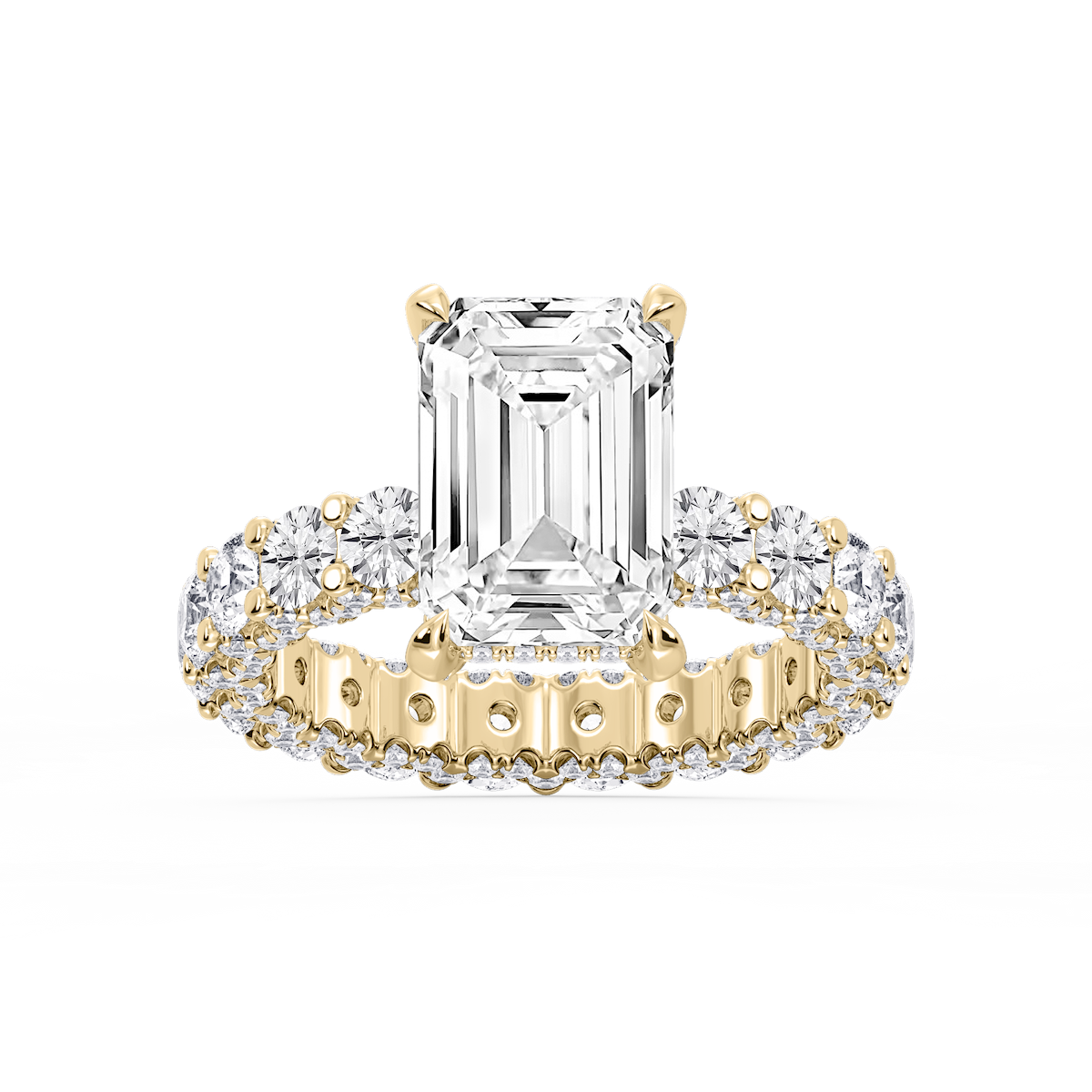 Giselle Emerald Lab Grown Diamond Pave Eternity Hidden Halo Engagement Ring