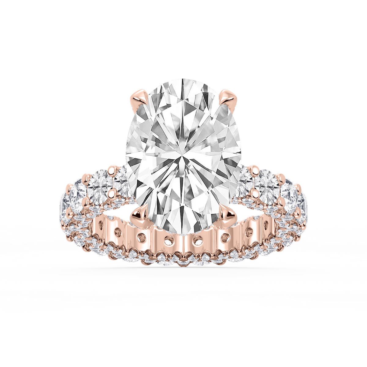 Giselle Oval Lab Grown Diamond Pave Eternity Hidden Halo Engagement Ring