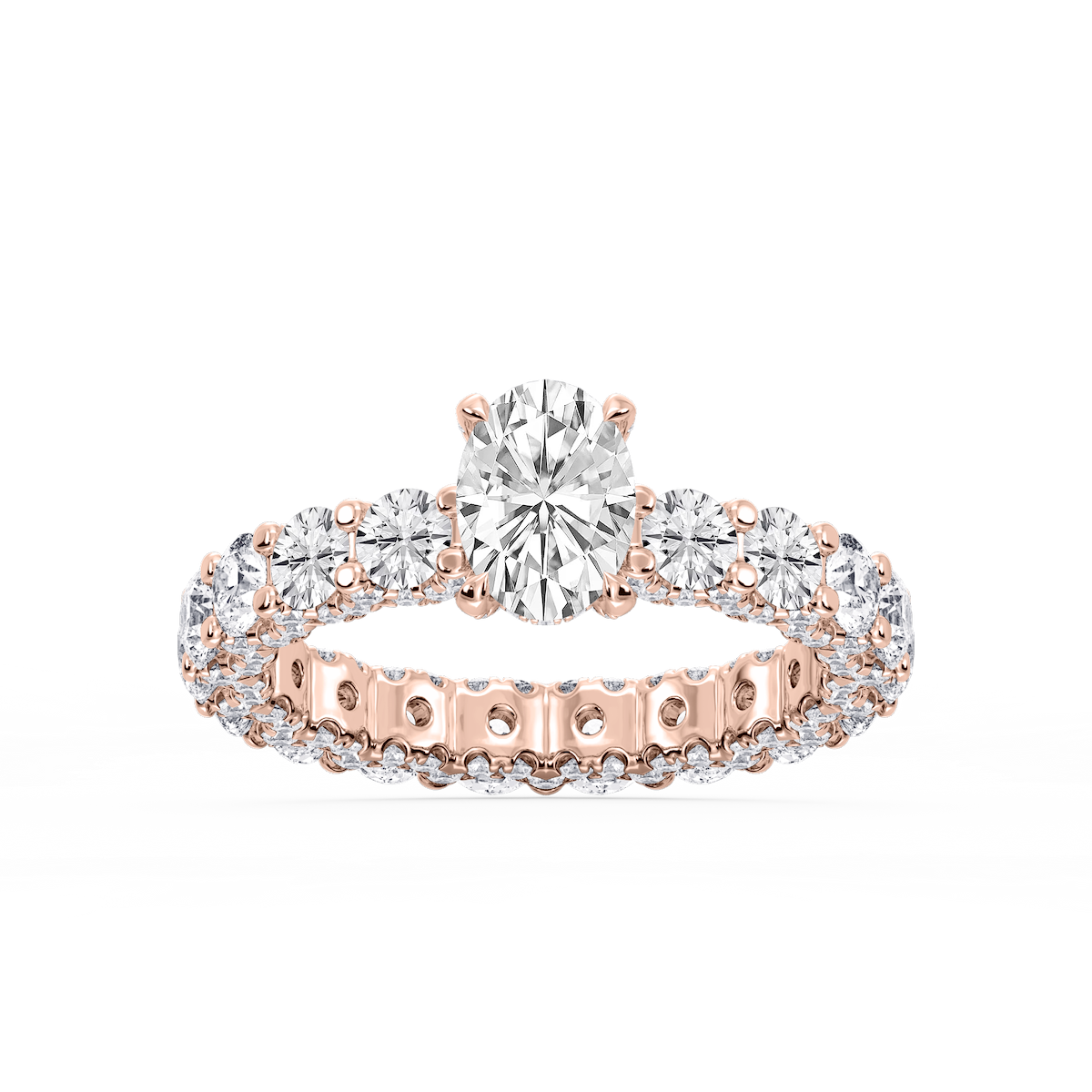 Giselle Oval Lab Grown Diamond Pave Eternity Hidden Halo Engagement Ring