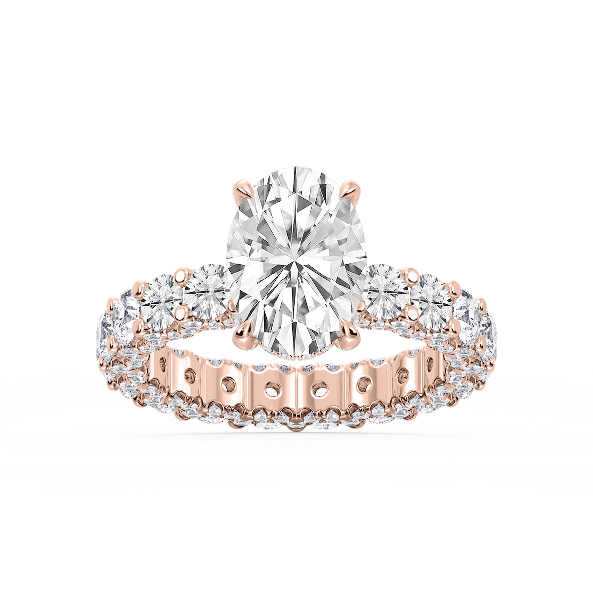 Giselle Oval Lab Grown Diamond Pave Eternity Hidden Halo Engagement Ring