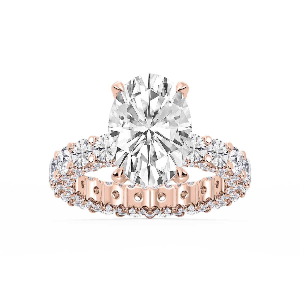 Giselle Oval Lab Grown Diamond Pave Eternity Hidden Halo Engagement Ring