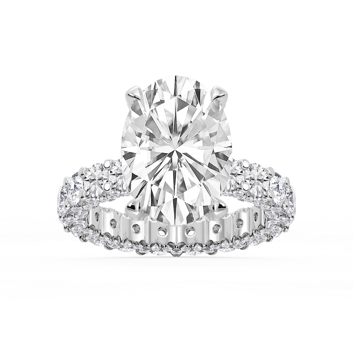 Giselle Oval Lab Grown Diamond Pave Eternity Hidden Halo Engagement Ring