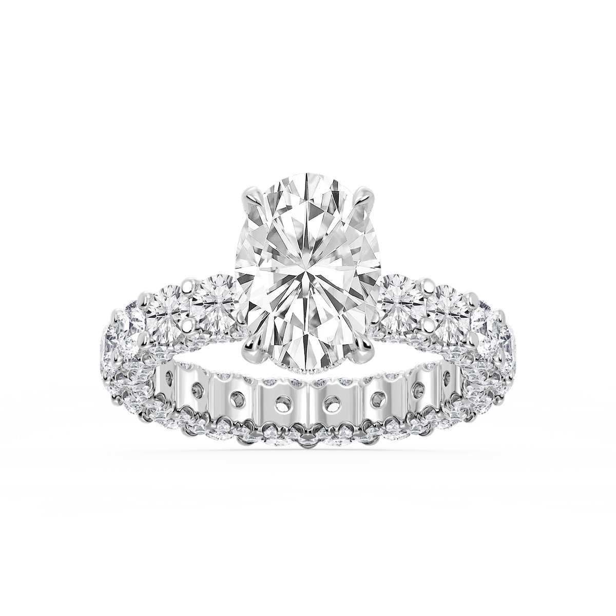 Giselle Oval Lab Grown Diamond Pave Eternity Hidden Halo Engagement Ring