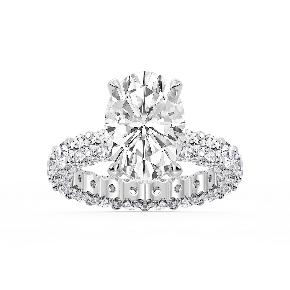 Giselle Oval Lab Grown Diamond Pave Eternity Hidden Halo Engagement Ring