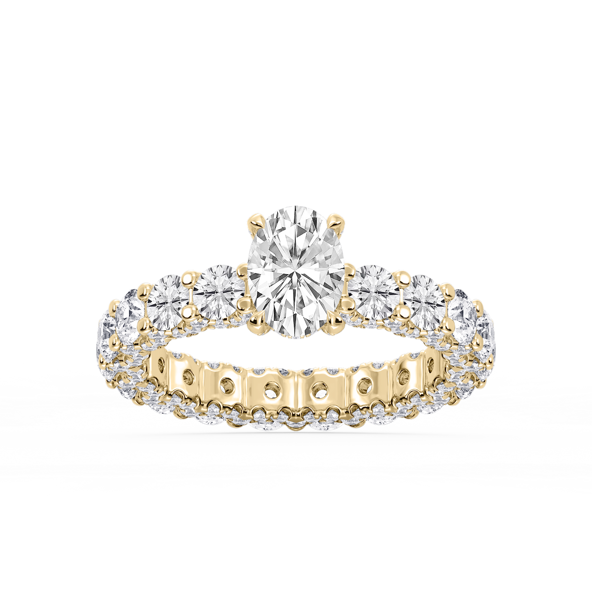 Giselle Oval Lab Grown Diamond Pave Eternity Hidden Halo Engagement Ring