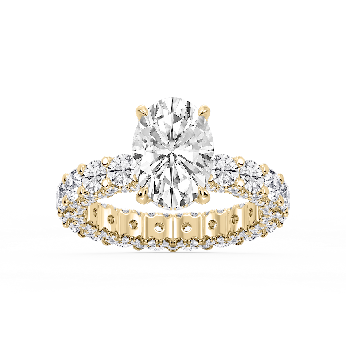Giselle Oval Lab Grown Diamond Pave Eternity Hidden Halo Engagement Ring