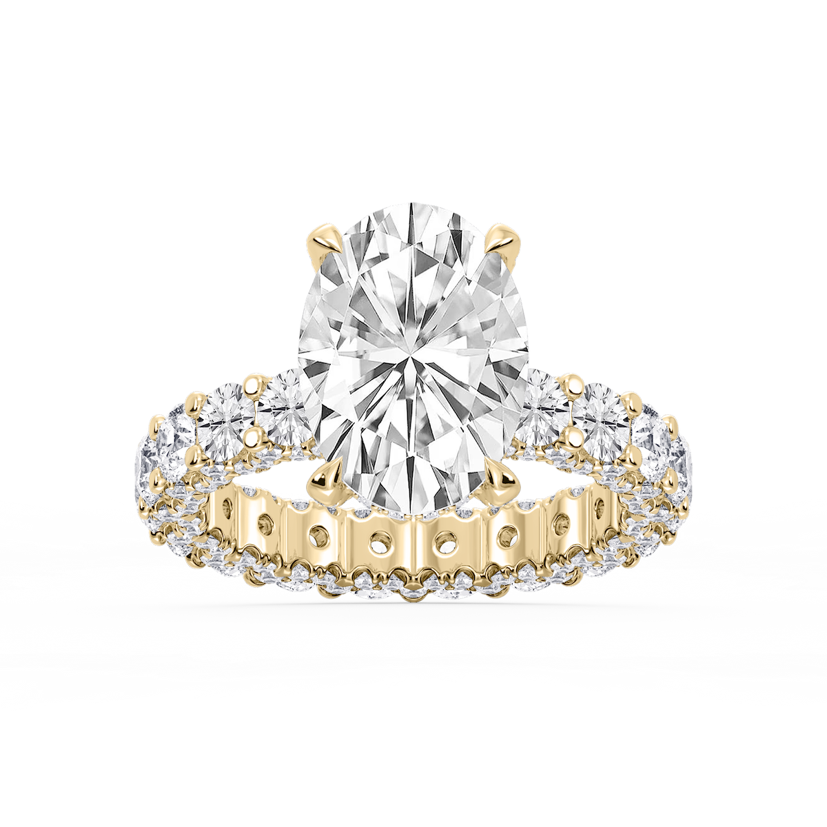 Giselle Oval Lab Grown Diamond Pave Eternity Hidden Halo Engagement Ring
