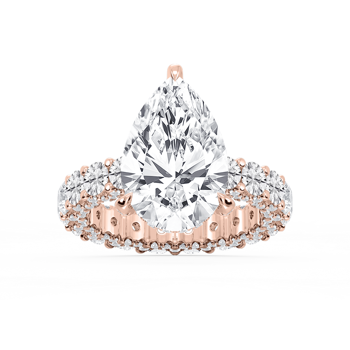Giselle Pear Lab Grown Diamond Pave Eternity Hidden Halo Engagement Ring