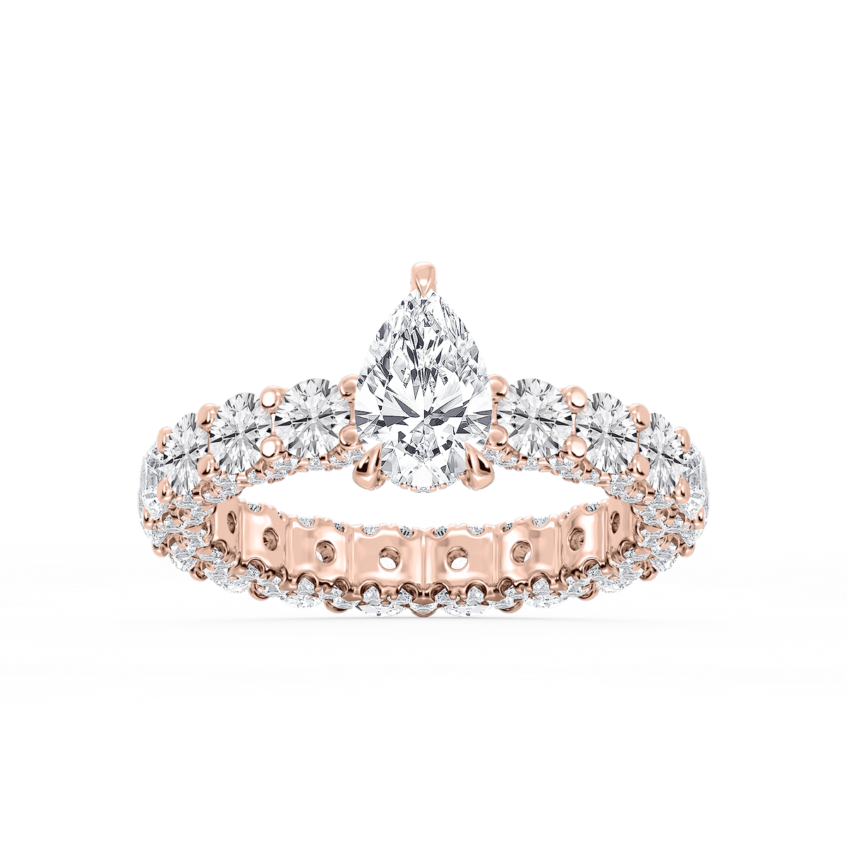 Giselle Pear Lab Grown Diamond Pave Eternity Hidden Halo Engagement Ring