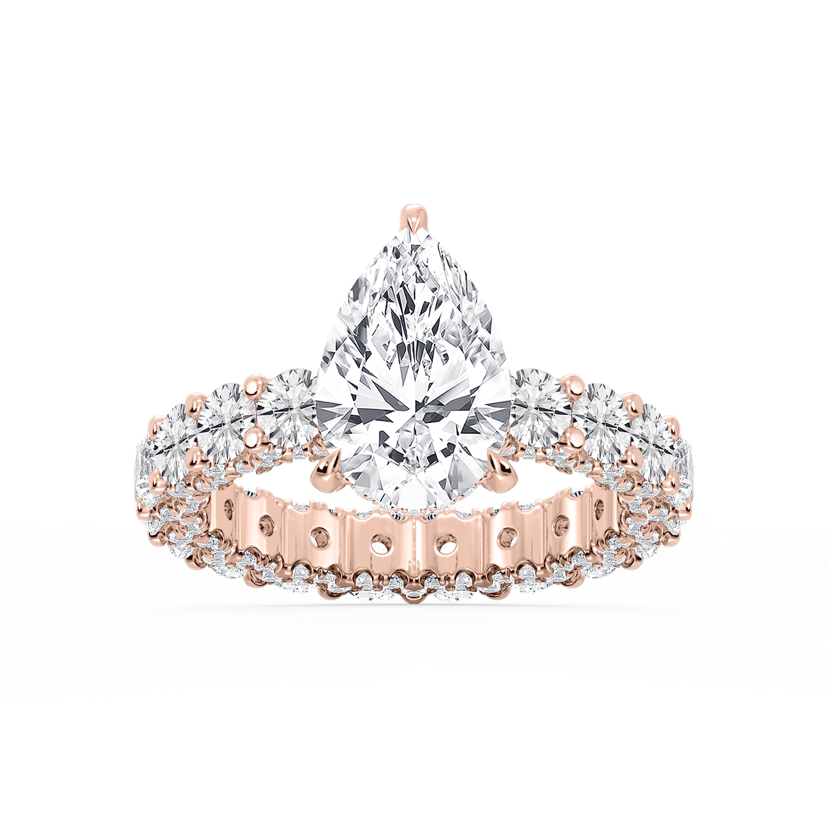 Giselle Pear Lab Grown Diamond Pave Eternity Hidden Halo Engagement Ring