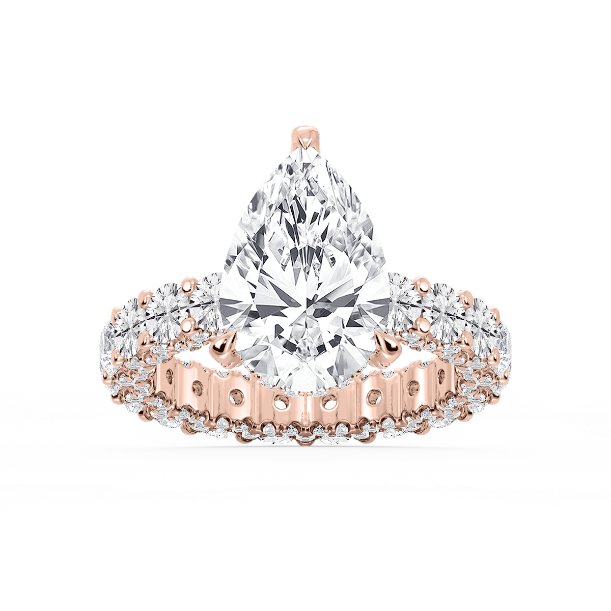 Giselle Pear Lab Grown Diamond Pave Eternity Hidden Halo Engagement Ring