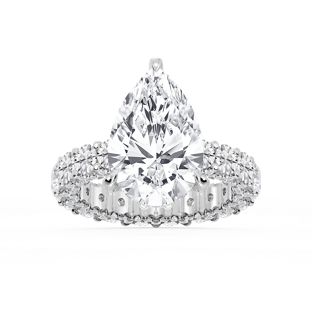 Giselle Pear Lab Grown Diamond Pave Eternity Hidden Halo Engagement Ring