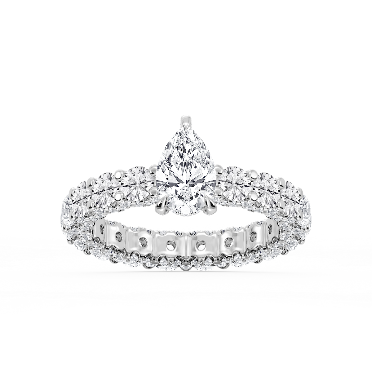 Giselle Pear Lab Grown Diamond Pave Eternity Hidden Halo Engagement Ring