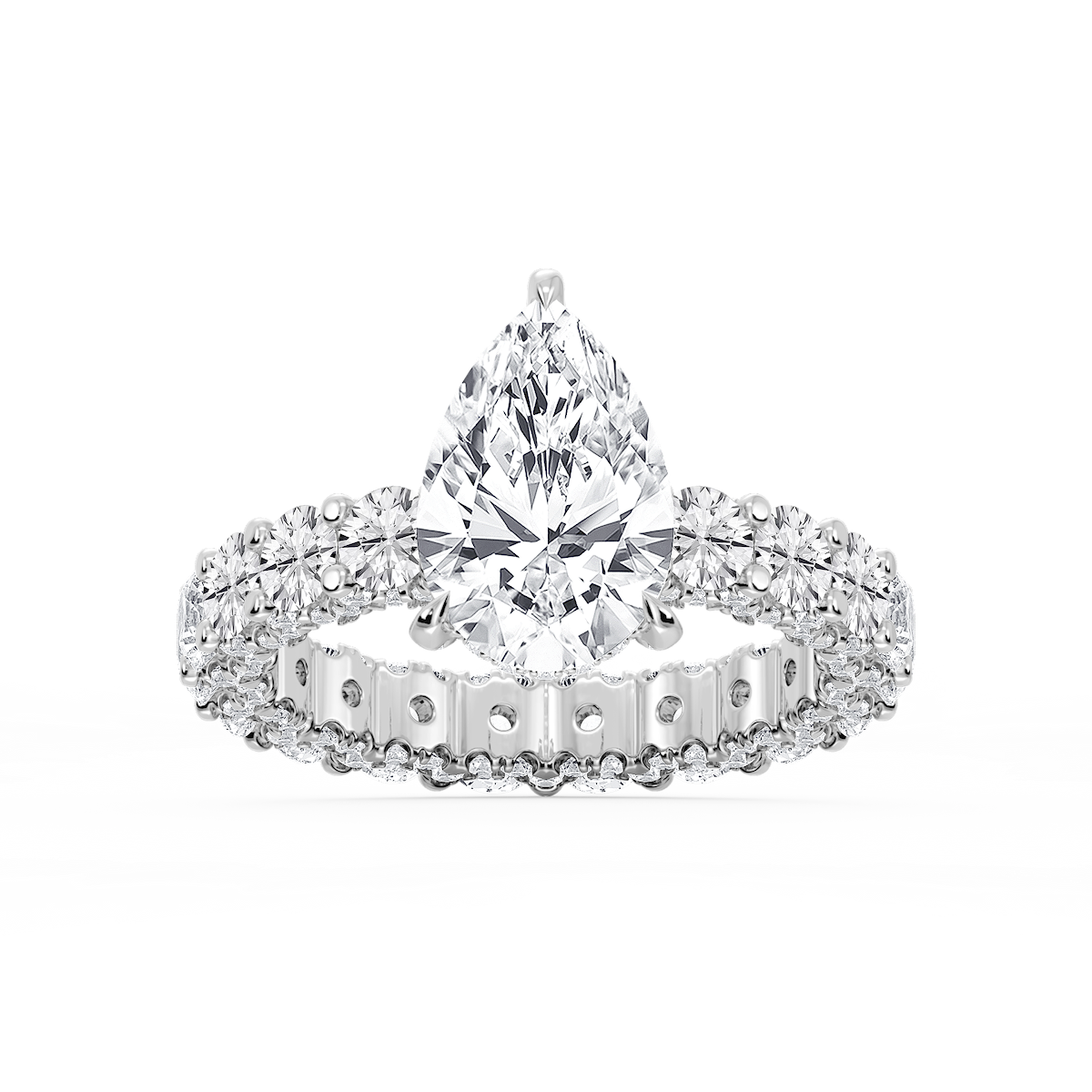 Giselle Pear Lab Grown Diamond Pave Eternity Hidden Halo Engagement Ring
