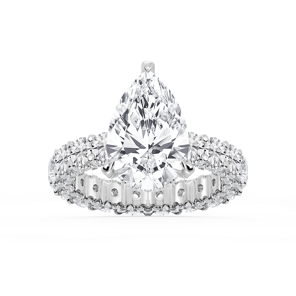 Giselle Pear Lab Grown Diamond Pave Eternity Hidden Halo Engagement Ring