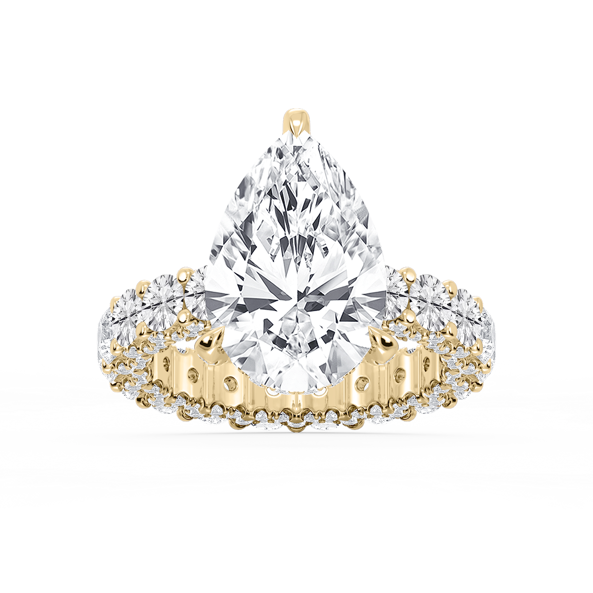Giselle Pear Lab Grown Diamond Pave Eternity Hidden Halo Engagement Ring