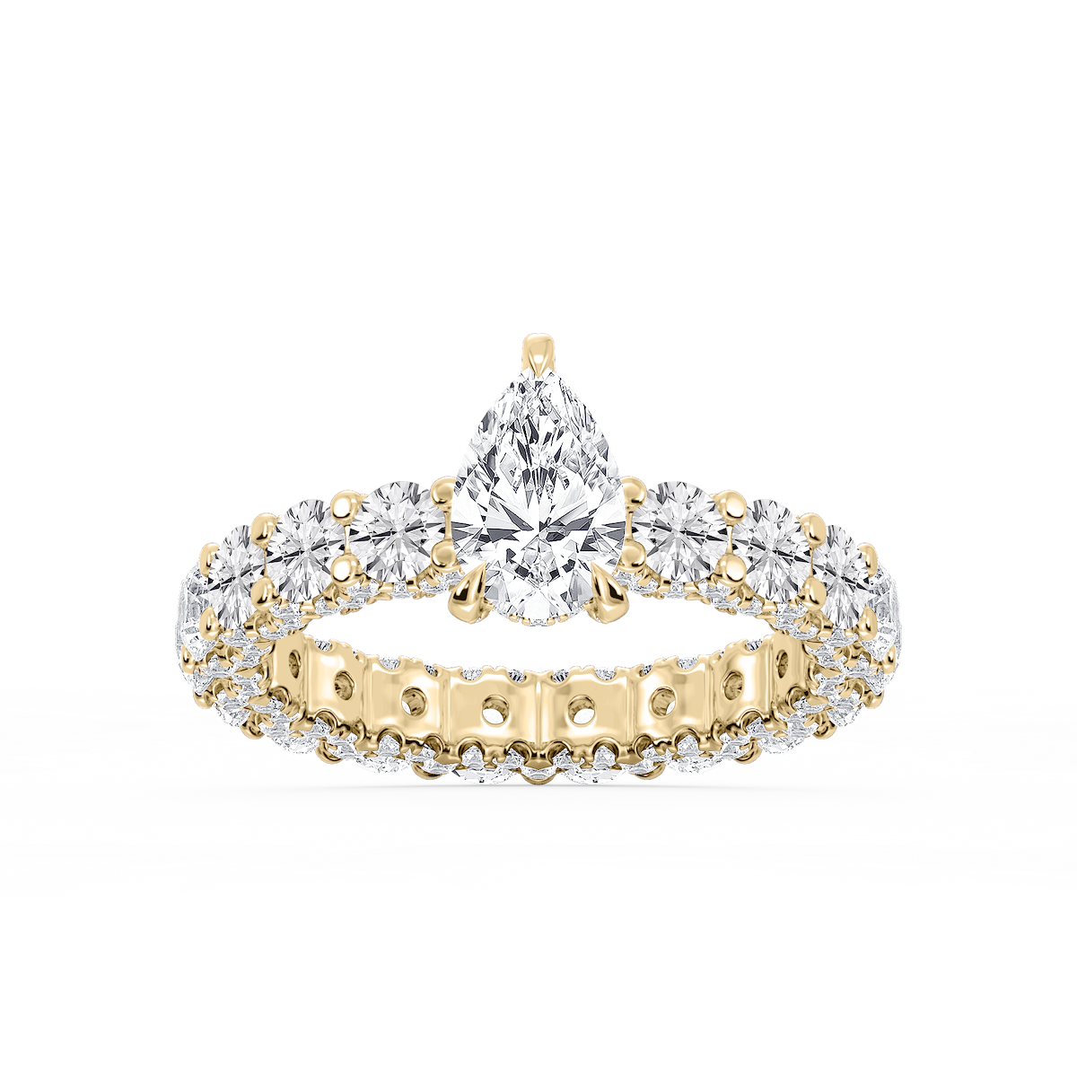 Giselle Pear Lab Grown Diamond Pave Eternity Hidden Halo Engagement Ring