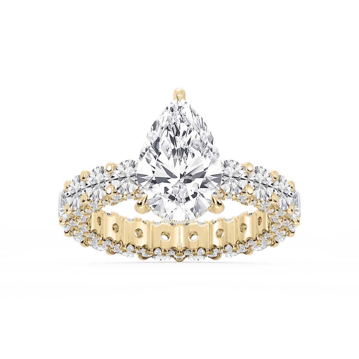 Giselle Pear Lab Grown Diamond Pave Eternity Hidden Halo Engagement Ring