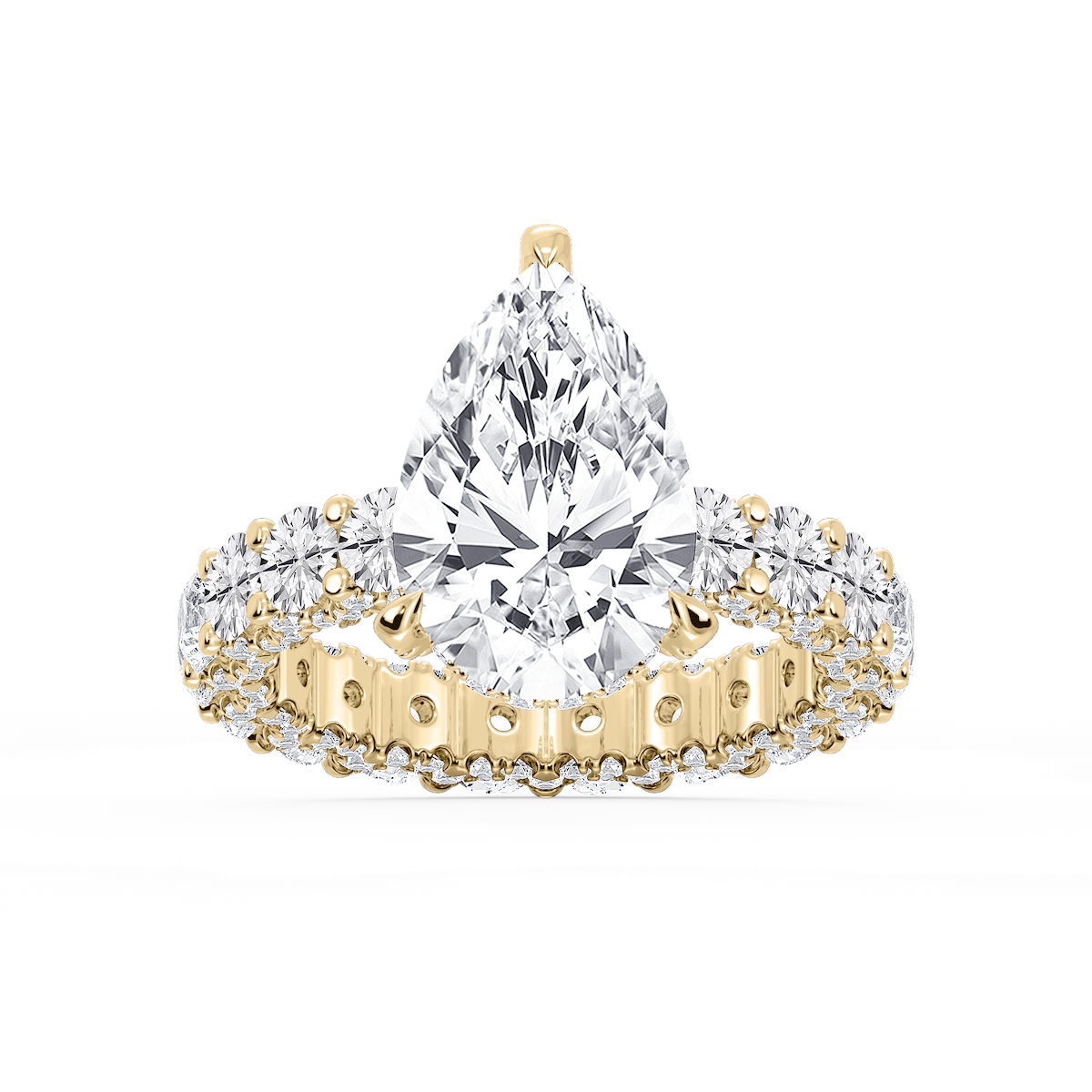 Giselle Pear Lab Grown Diamond Pave Eternity Hidden Halo Engagement Ring